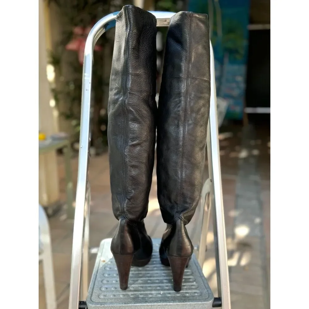 L'Autre Chose NY Look Black Leather Over The Knee Tall Boots SZ EU 38 = US 7.5/8 - Picture 14 of 14